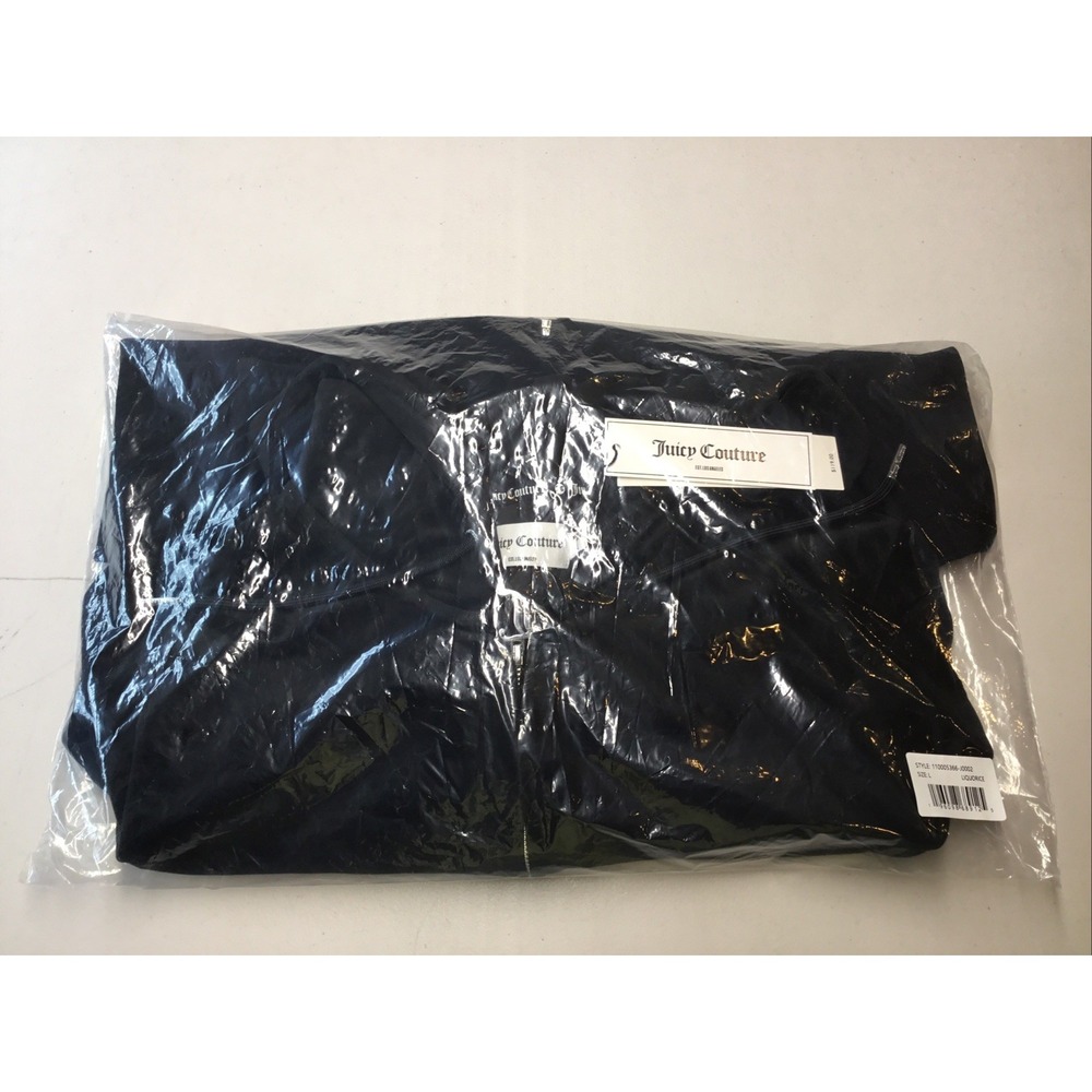 NEW Juicy Couture Black Velour Track Suit Zip Up Jacket Size Women's Large